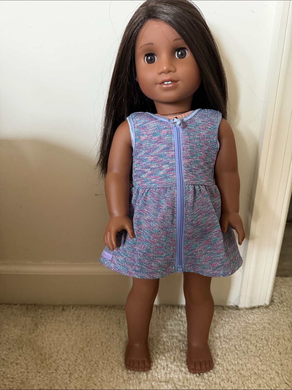 Lavender Multi-Color Zip-Front Doll Dress - Brand Unspecified